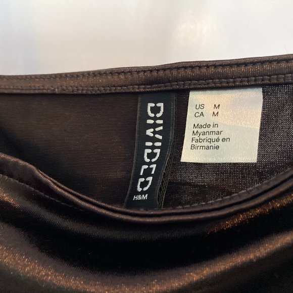 H & M Dark Chocolate Brown Satin Divided Ruched Dress - Picture 3 of 4